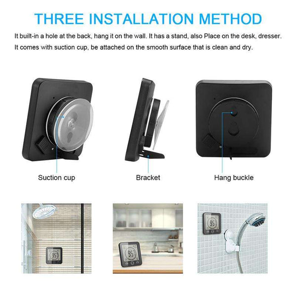 Digital LCD Count Down Timer Temperature Humidity Waterproof Wall Shower Clock