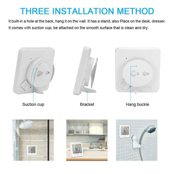 Digital LCD Count Down Timer Temperature Humidity Waterproof Wall Shower Clock