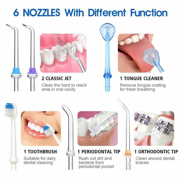 Oral Irrigator USB Rechargeable Dental Water Clean Teeth Tooth Cleaner Jet Tips