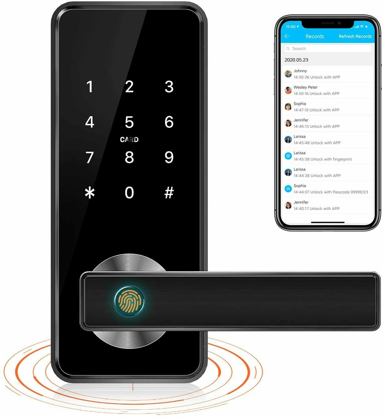 Biometric Fingerprint Pad Door Lock Keyless Entry APP Bluetooth IC Card Control