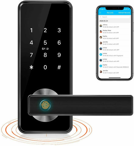 Biometric Fingerprint Pad Door Lock Keyless Entry APP Bluetooth IC Card Control