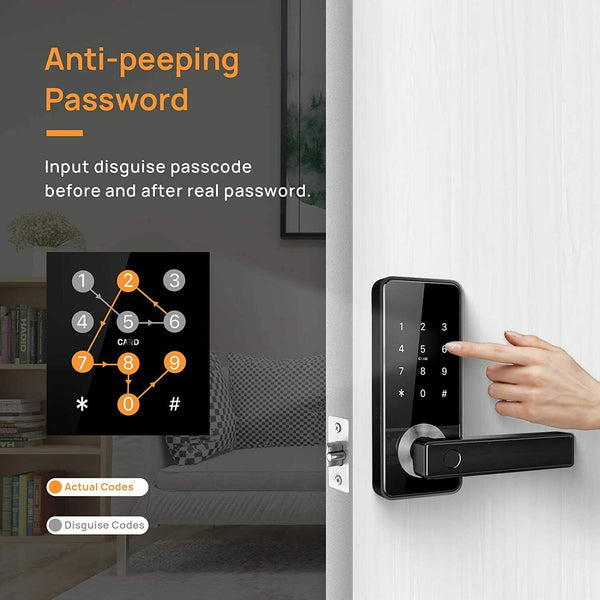 Biometric Fingerprint Pad Door Lock Keyless Entry APP Bluetooth IC Card Control