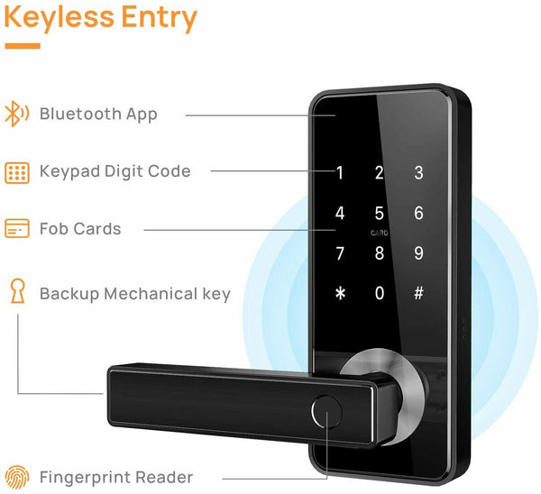 Biometric Fingerprint Pad Door Lock Keyless Entry APP Bluetooth IC Card Control