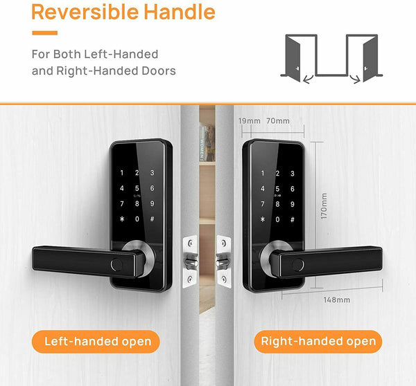 Biometric Fingerprint Pad Door Lock Keyless Entry APP Bluetooth IC Card Control