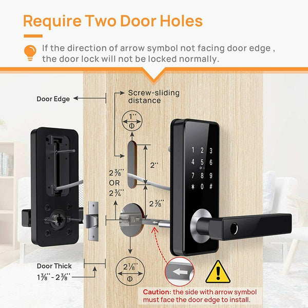 Biometric Fingerprint Pad Door Lock Keyless Entry APP Bluetooth IC Card Control