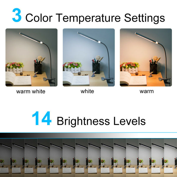 Dimmable 48 LED Light Flexible USB Clip On Table Reading Book Desk Night Lamp