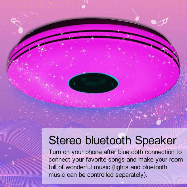 Smart LED Ceiling Light RGB Bluetooth Music Speaker Dimmable Lamp Remote Apps