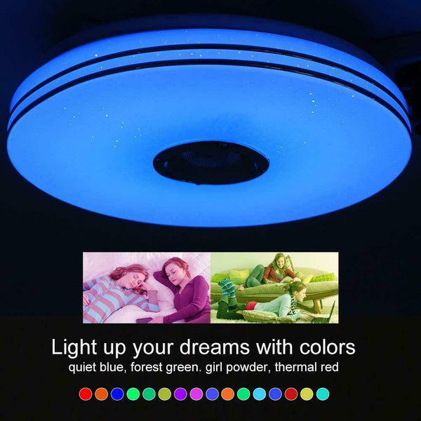 Smart LED Ceiling Light RGB Bluetooth Music Speaker Dimmable Lamp Remote Apps