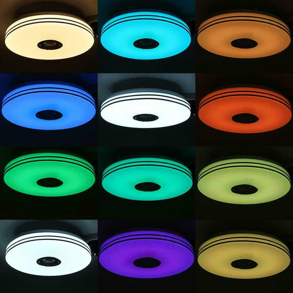 Smart LED Ceiling Light RGB Bluetooth Music Speaker Dimmable Lamp Remote Apps