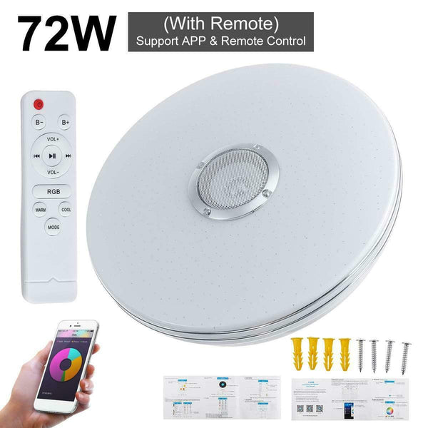 Smart LED Ceiling Light RGB Bluetooth Music Speaker Dimmable Lamp Remote Apps