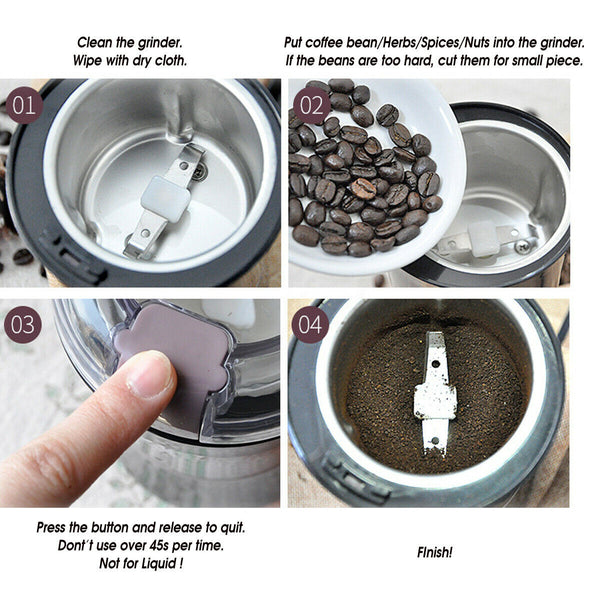 Coffee Bean Mill Grinder Herbs Spices Cereals Nuts Grain Grinding Miller Machine