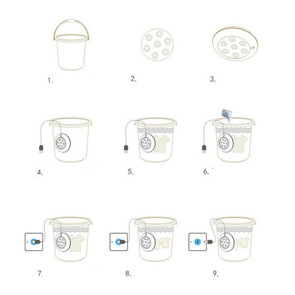 Portable Travel Adjustable Ultrasonic Turbine Laundry Wash Machine Bucket Washer