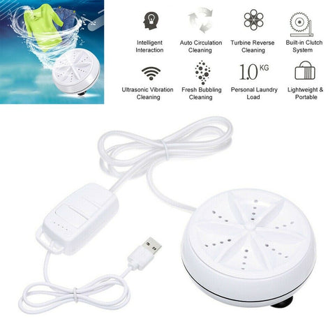 Portable Travel Adjustable Ultrasonic Turbine Laundry Wash Machine Bucket Washer