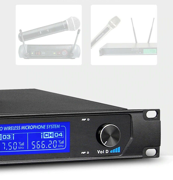 4 Channel Wireless Microphone Handheld Dynamic Mic Pro Audio UHF Karaoke Party