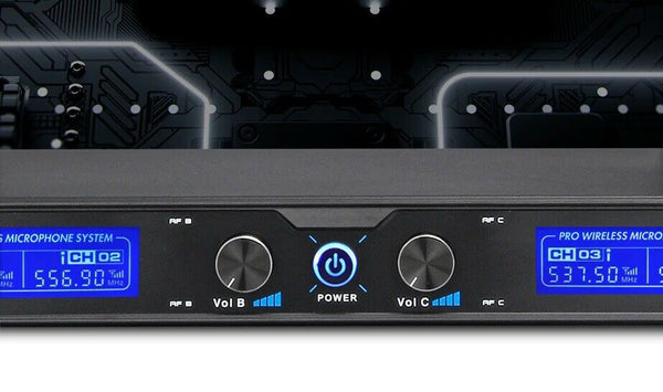 4 Channel Wireless Microphone Handheld Dynamic Mic Pro Audio UHF Karaoke Party