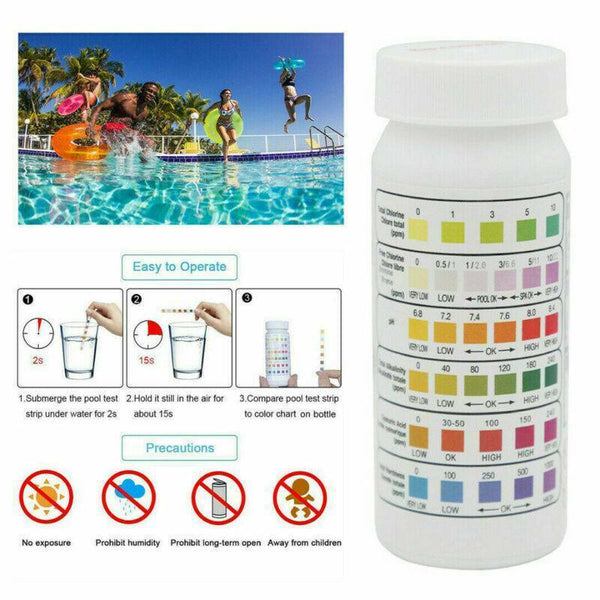 Home Swimming Pool Test Strip Paper Chlorine pH Alkalinity Water Hardness Tester