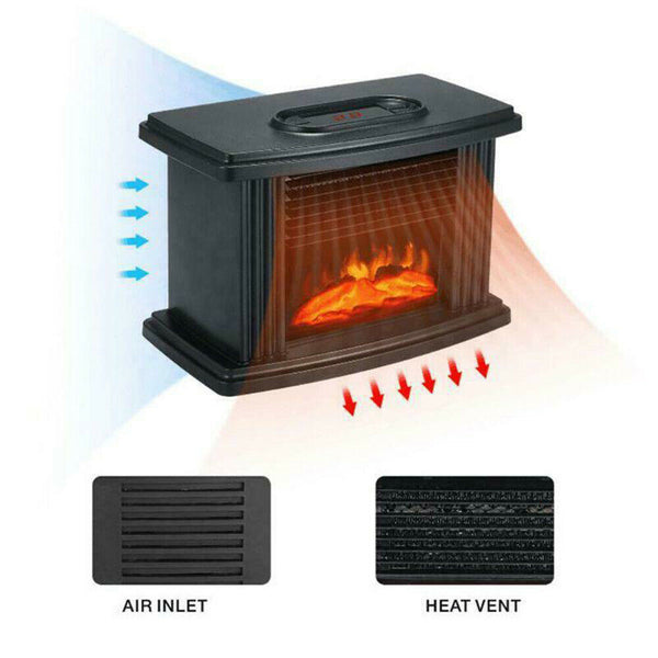Winter Electric Fireplace Tabletop Portable Room Home Indoor Air Warmer Heater