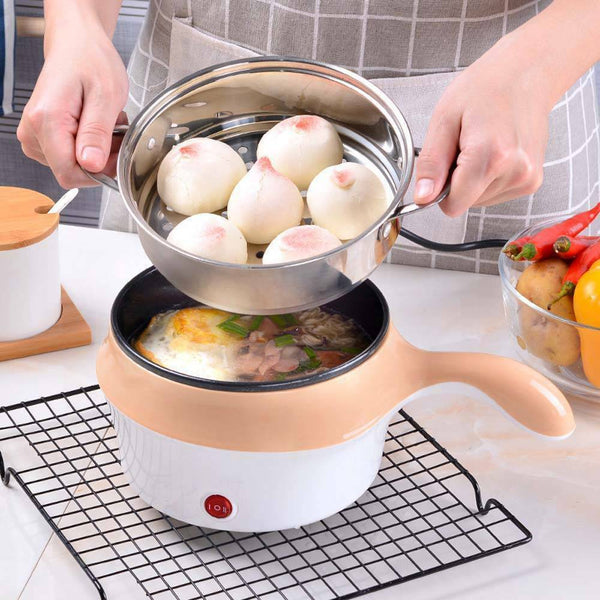Electric Ceramic Marble Frying Pan Pot Rice Soup Noodle Cooker Steamer