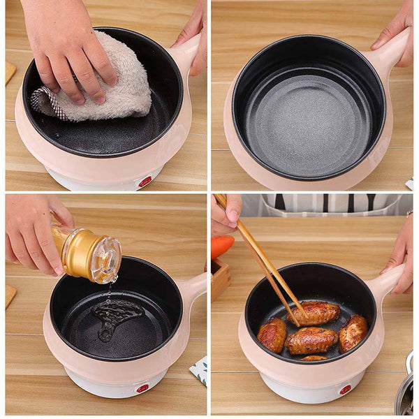 Electric Ceramic Marble Frying Pan Pot Rice Soup Noodle Cooker Steamer