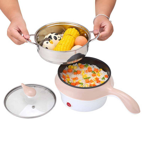 Electric Ceramic Marble Frying Pan Pot Rice Soup Noodle Cooker Steamer