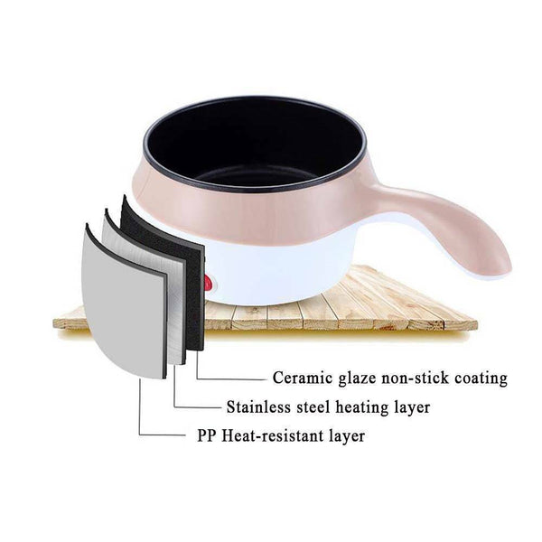 Electric Ceramic Marble Frying Pan Pot Rice Soup Noodle Cooker Steamer