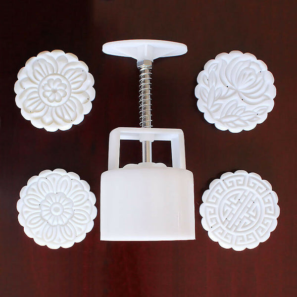 DIY Sets Mooncake Hand Mould Press Moon Cake Decor Stamp Cutter Mold