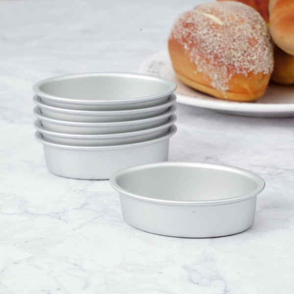 6 pcs Aluminum Alloy Oval Cake Tin Pans Breads Toast Holder Molds Baking 3.5"