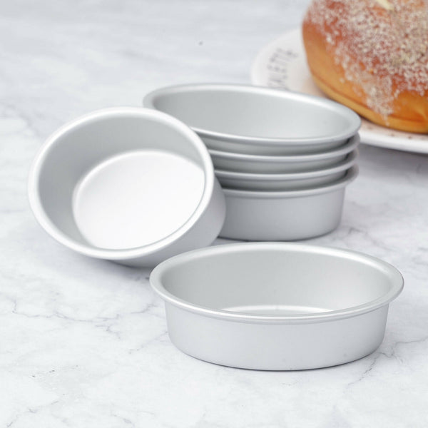 6 pcs Aluminum Alloy Oval Cake Tin Pans Breads Toast Holder Molds Baking 3.5"
