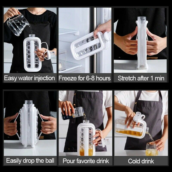 DIY Drinks Ice Ball Maker 2 In 1 Portable Creative Kettle Cubic Container Hockey Cup