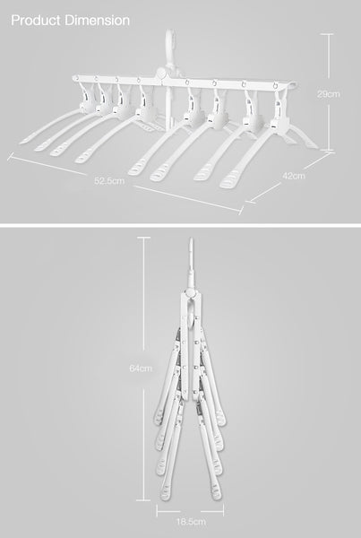 Home 360 Degree Rotation Multifunctional Foldable 8 in 1 Cloth Hanger
