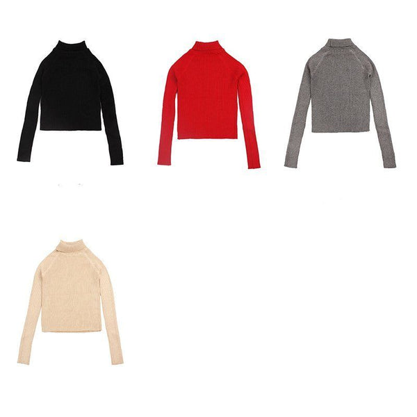 Women Autumn Long Sleeve Slim Jumper Knit Turtleneck Basic Sweater Casual Tops