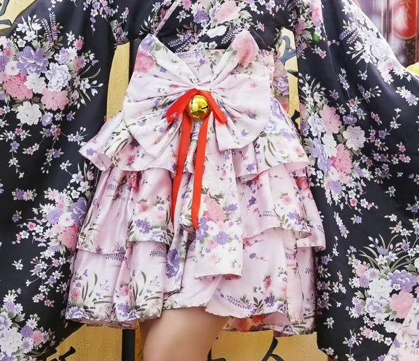 Anime Cosplay Costume Floral Dress Kimono Japanese Women Lolita Maid Uniform
