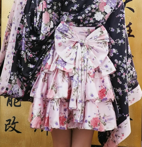 Anime Cosplay Costume Floral Dress Kimono Japanese Women Lolita Maid Uniform