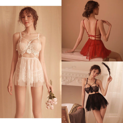 Sexy Ladies Suspender String Lace Costume Nightdress Sleepwear G String Lingerie