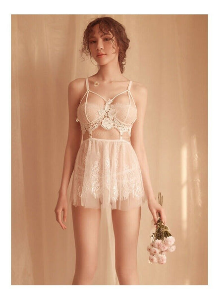 Sexy Ladies Suspender String Lace Costume Nightdress Sleepwear G String Lingerie