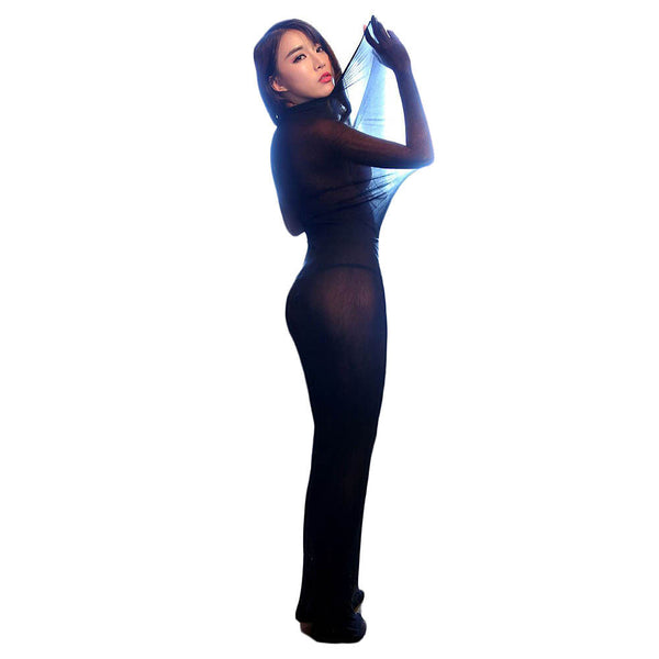 Unisex Seamless Bodystocking Lace Full Body Encasement Pantyhose Sleepwear Sheer