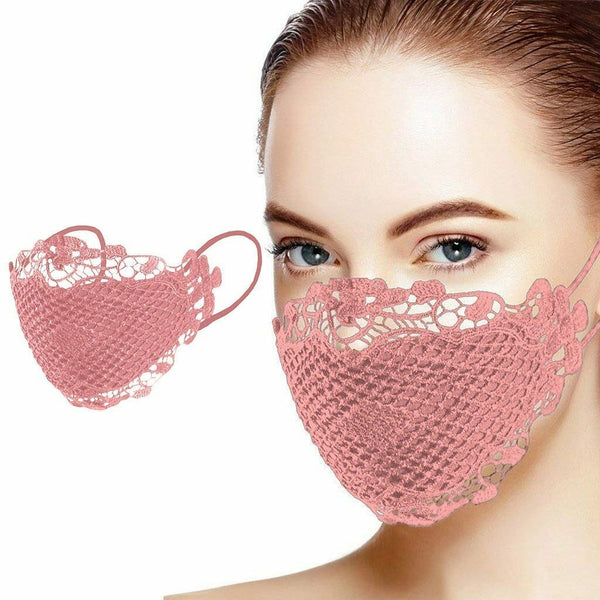 10 Sexy Elegant Ladies Washable Reusable Face Mask Covering Lace Effect Facemask