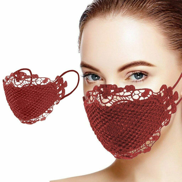10 Sexy Elegant Ladies Washable Reusable Face Mask Covering Lace Effect Facemask