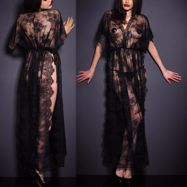 Black Sexy Lingerie Women Lace Dress Babydoll Nightdress Nightwear Sleepwear