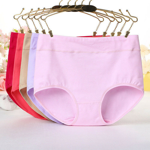 3 pcs Women Solid Color Underwear High Waist Underpants Soft Cotton Knickers Panties