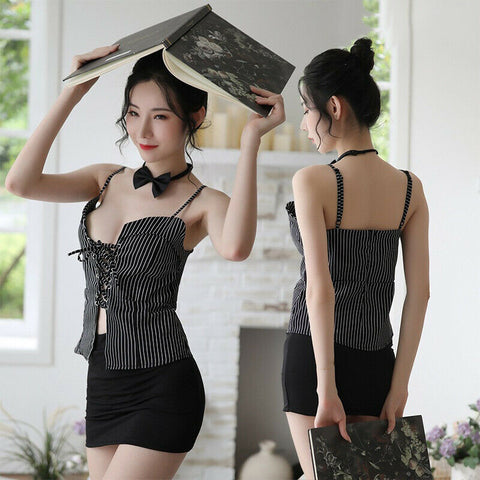 Sexy lingerie Secretary Teacher Uniform OL Office Lady Role Play Cosplay Costume Dress Set