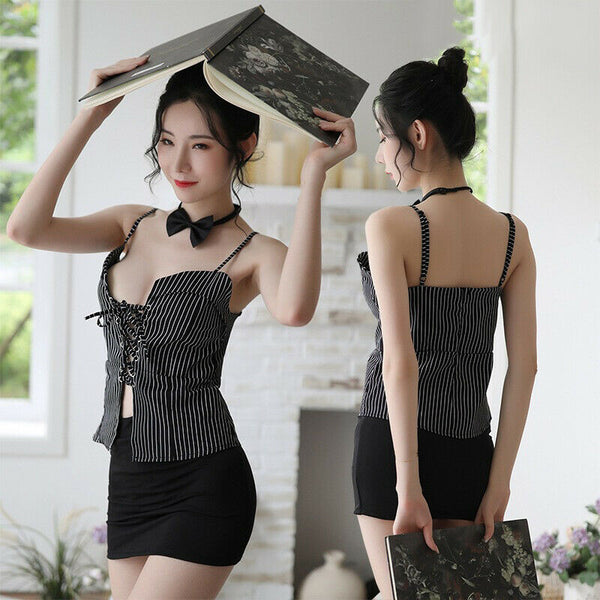 Sexy lingerie Secretary Teacher Uniform OL Office Lady Role Play Cosplay Costume Dress Set