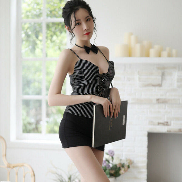Sexy lingerie Secretary Teacher Uniform OL Office Lady Role Play Cosplay Costume Dress Set