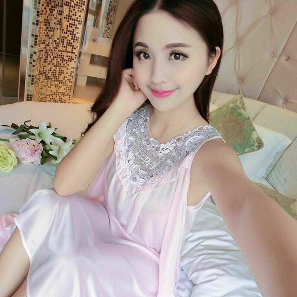 Most Fit M to 3XL Women Silk Silky Satin Pajamas Robe Nightgown Soft Sleepwear