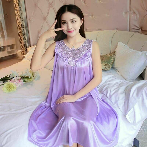 Most Fit M to 3XL Women Silk Silky Satin Pajamas Robe Nightgown Soft Sleepwear