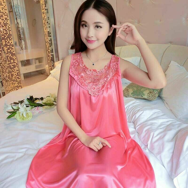 Most Fit M to 3XL Women Silk Silky Satin Pajamas Robe Nightgown Soft Sleepwear
