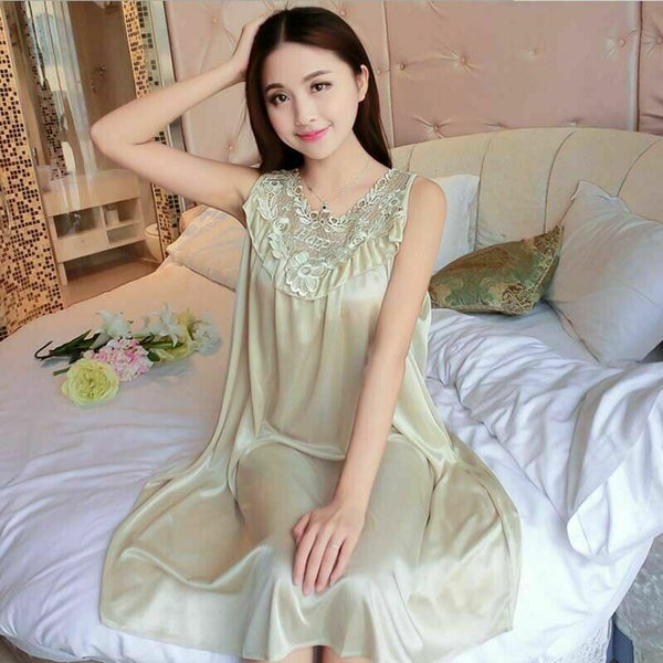 Most Fit M to 3XL Women Silk Silky Satin Pajamas Robe Nightgown Soft Sleepwear