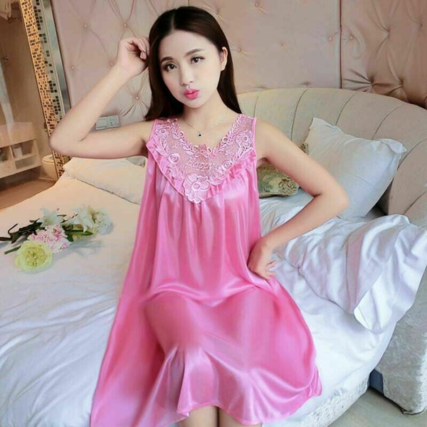 Most Fit M to 3XL Women Silk Silky Satin Pajamas Robe Nightgown Soft Sleepwear