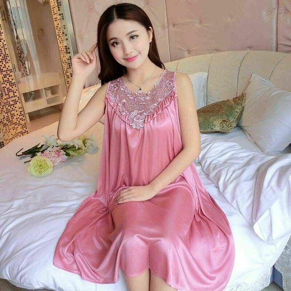 Most Fit M to 3XL Women Silk Silky Satin Pajamas Robe Nightgown Soft Sleepwear