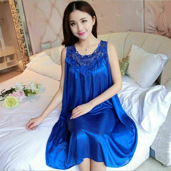 Most Fit M to 3XL Women Silk Silky Satin Pajamas Robe Nightgown Soft Sleepwear